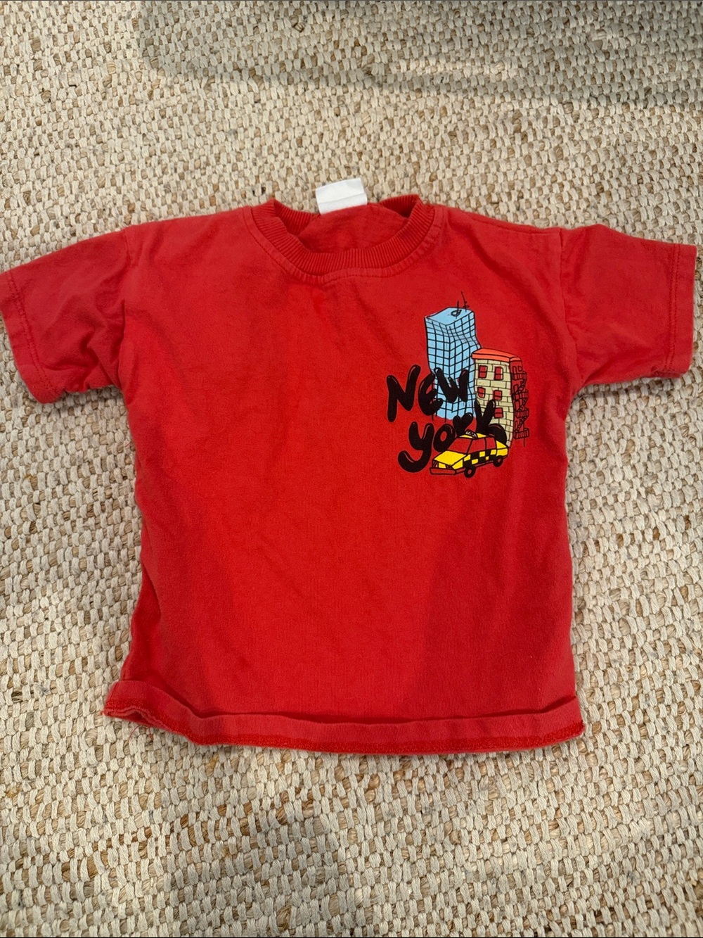 ZARA Red Kids Tee with Blue City Graphic